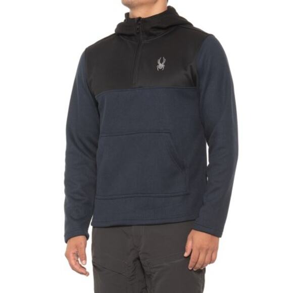 Spyder | Ray NWT Navy & Black Quarter Zip Pullover Hoodie Sweatshirt - Picture 1 of 11
